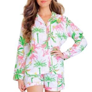 8 Oak Lane Women's Monkeys Long Sleeve Cotton Shorts Set, L/XL $89 B31